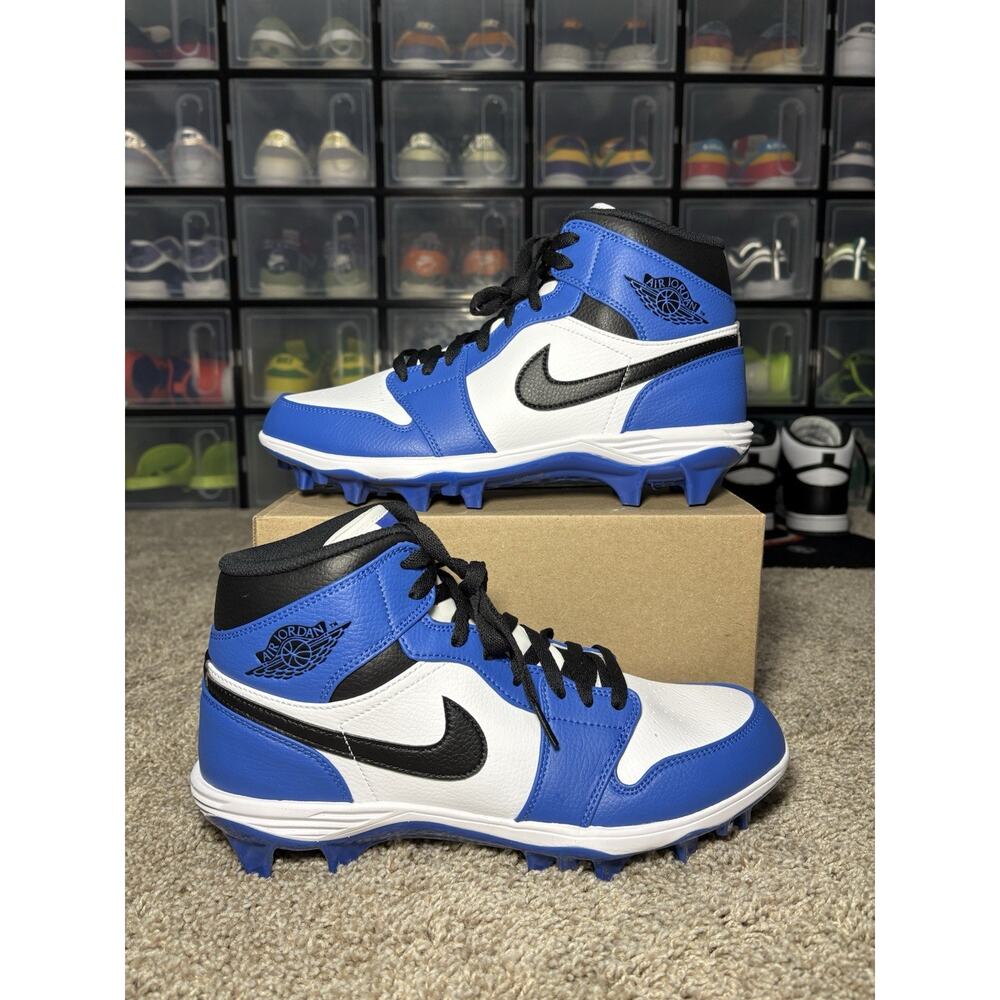 Nike Air Jordan 1 Mid TD Football Cleats Game Royal Blue Mens Size 10 FJ6805-104